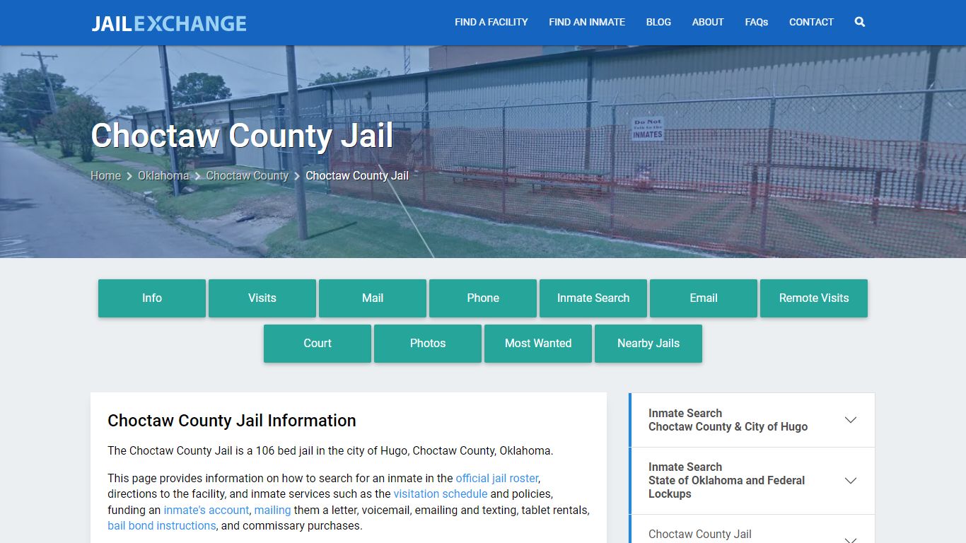 Choctaw County Jail, OK Inmate Search, Information