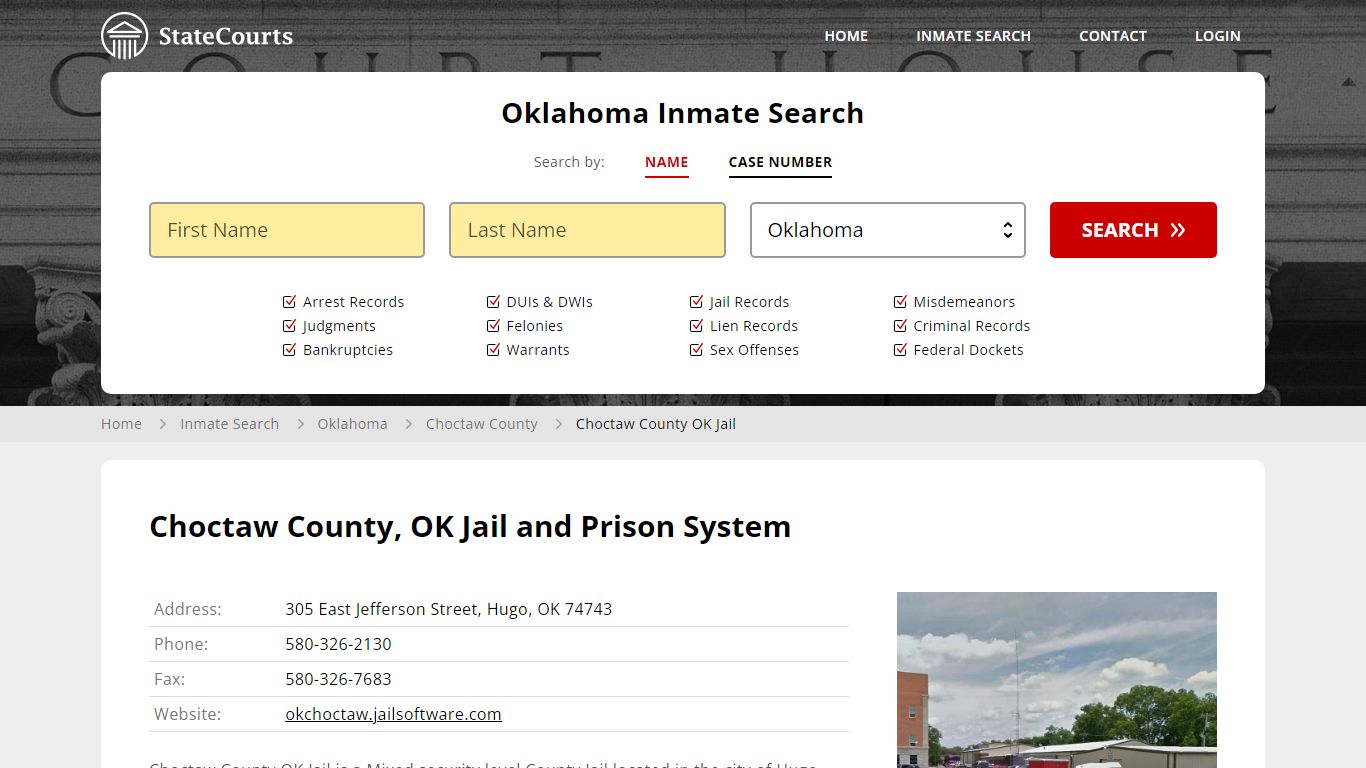 Choctaw County OK Jail Inmate Records Search, Oklahoma - StateCourts
